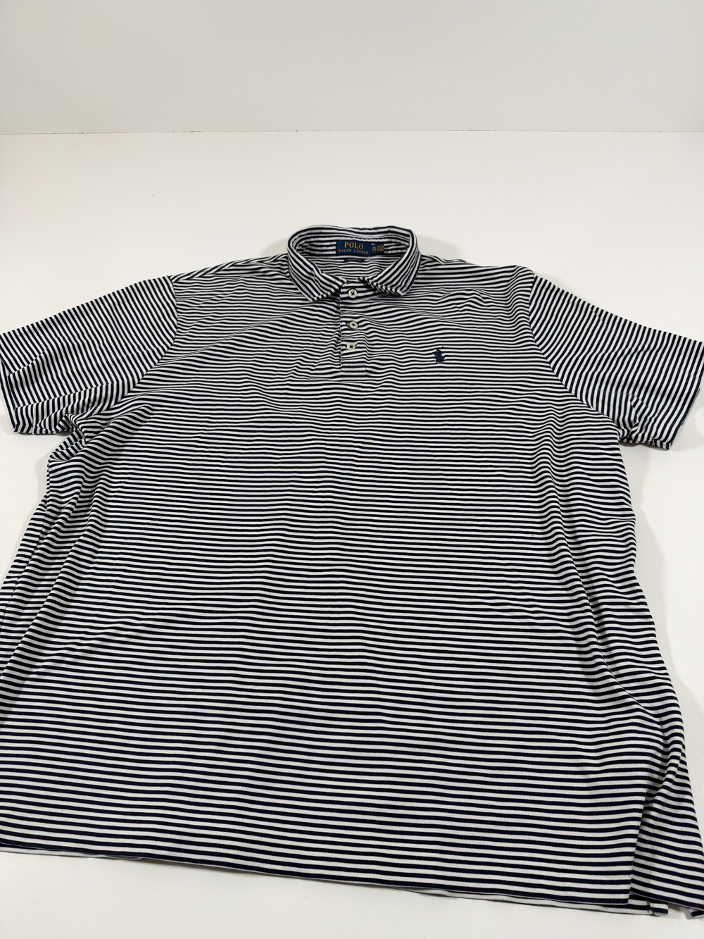 Polo Ralph Lauren Polo Shirt Mens 2XL Blue Striped Classic Fit Cotton Pony Logo